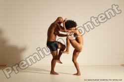 Underwear Gymnastic poses Woman - Man Black Muscular Dancing Dynamic poses Academic